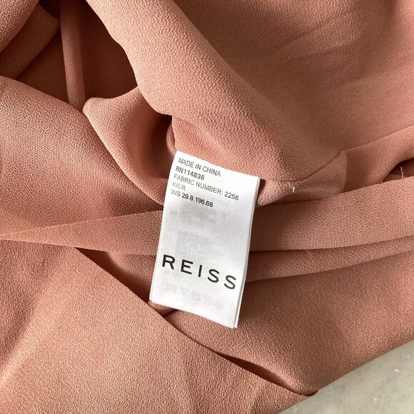 Reiss Kier boat neck lined shift dress, pink / peach / salmon, high neck, simple - Picture 10 of 11